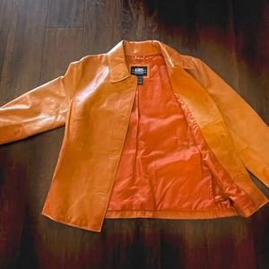 B Moss orange leather vintage jacket women’s size small
